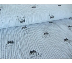 Double Gauze Musselin Bär pastell rauchblau